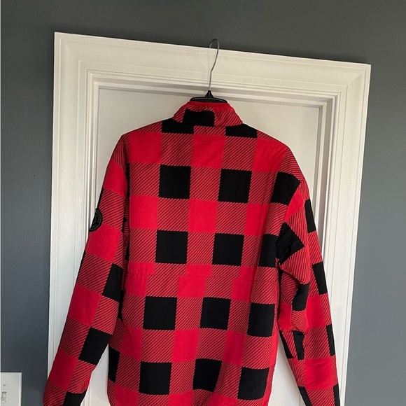 Simply Southern Reversible Red/Black Checkered Cheetah Nylon Sherpa Jacket sz L - Picture 6 of 13